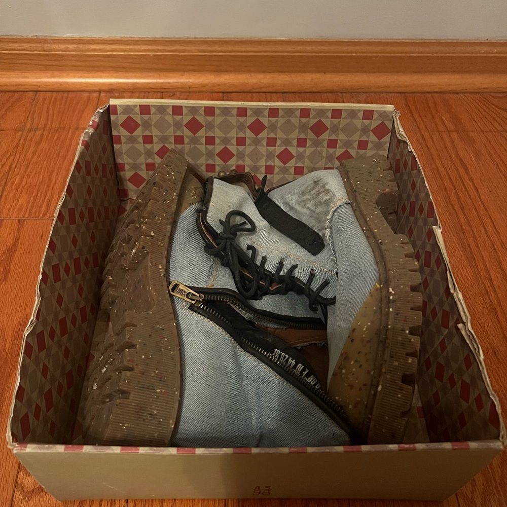 Blue and brown A.S 98 Combat boots